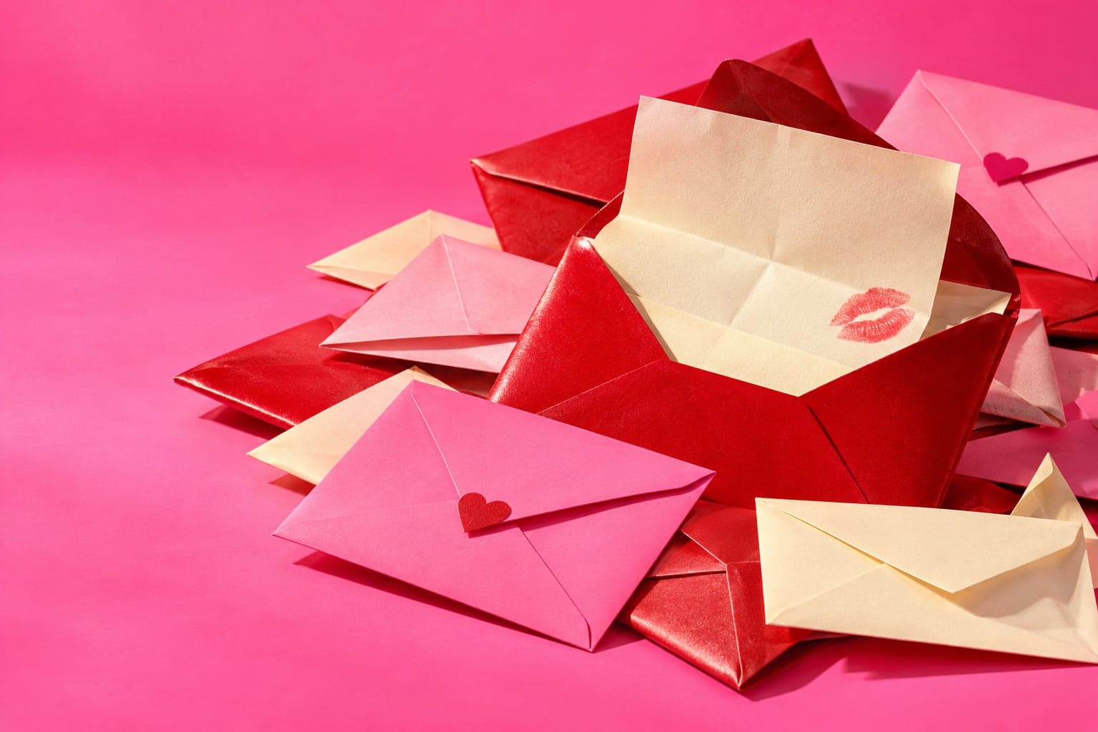 Pink, red and cream envelopes